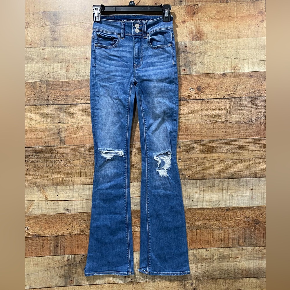 American Eagle Hi Rise Artist Flare Jeans Size 00 Regular